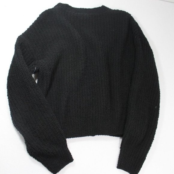 No Boundaries Womens Black Knitted Crop Button Down Long Sleeve Cardigan Size L - Picture 6 of 6